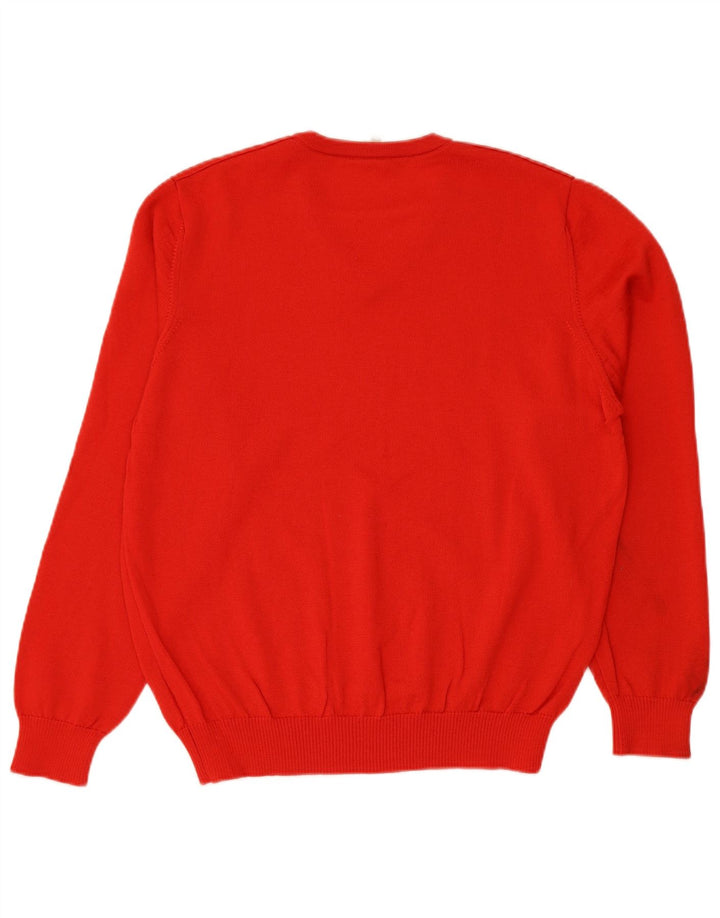 MARZ Mens V-Neck Jumper Sweater IT 52 Large Red Virgin Wool
