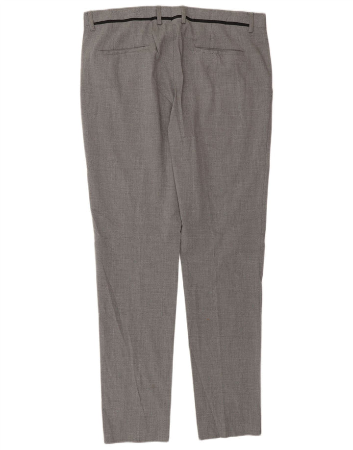 Zara Mens Slim Suit Trousers EU 46 XL W36 L33 Grey Polyester