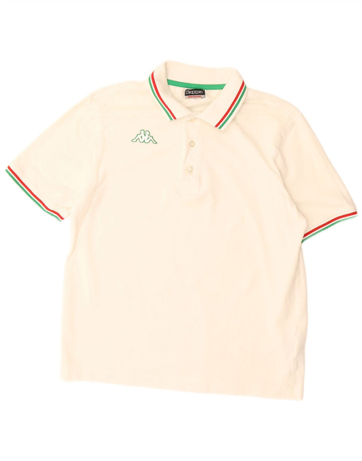 KAPPA Mens Polo Shirt Medium Off White Cotton