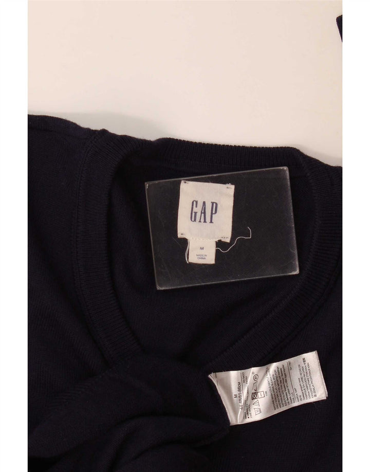 Gap Mens V-Neck Jumper Sweater Medium Navy Blue Merino Wool