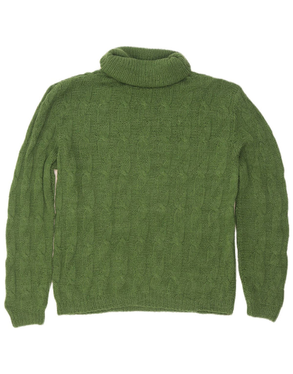 Vintage Mens Roll Neck Jumper Sweater Small Green