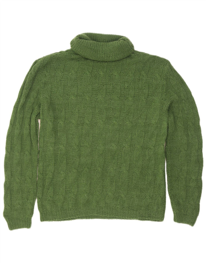 Vintage Mens Roll Neck Jumper Sweater Small Green