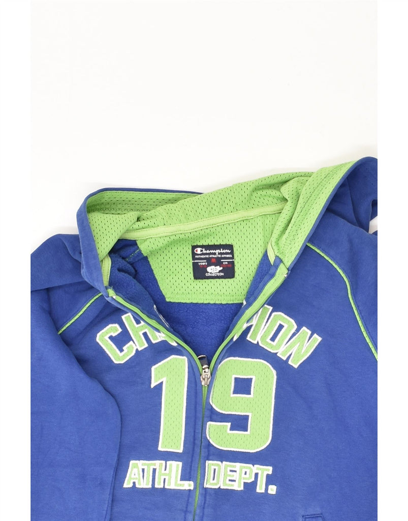 CHAMPION Boys Graphic Zip Hoodie Sweater 9-10 Years Medium  Blue Cotton | Vintage Champion | Thrift | Second-Hand Champion | Used Clothing | Messina Hembry 