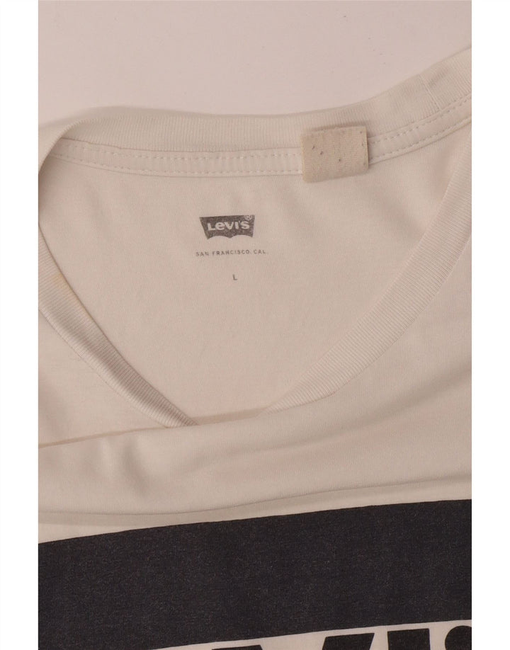 LEVI'S Womens Graphic T-Shirt Top UK 16 Large White