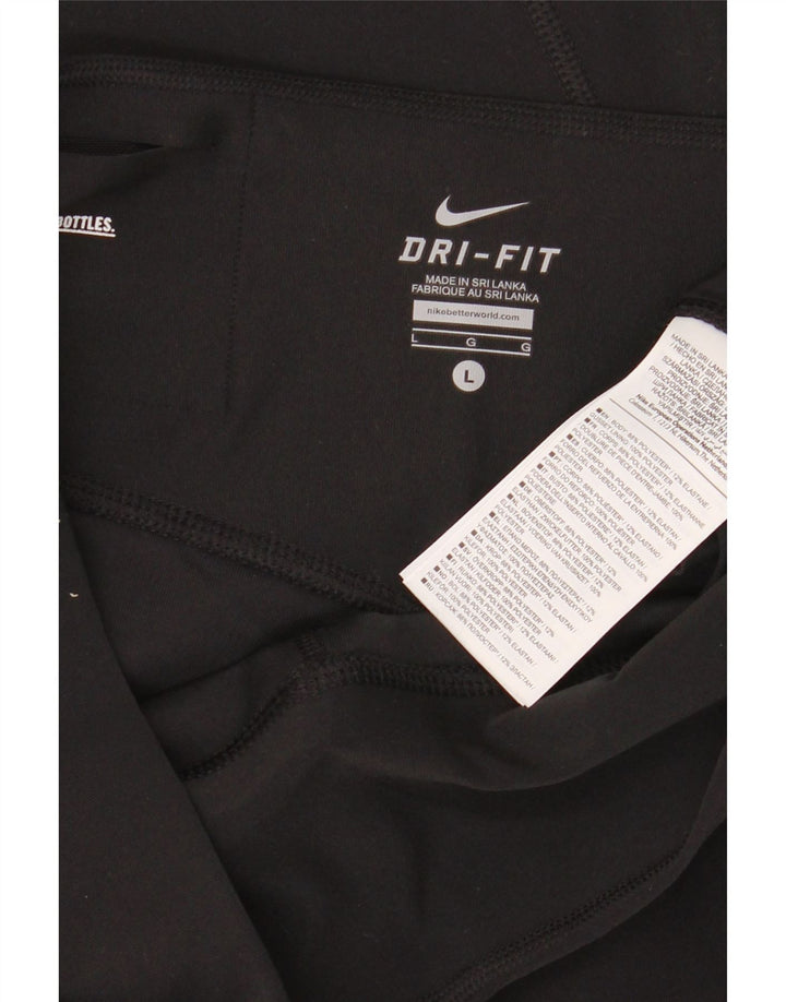 NIKE Womens Dri Fit Tracksuit Trousers UK 14 Large  Black Polyester
