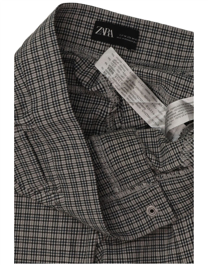 Zara Womens Bootcut Casual Trousers Medium W28 L26 Grey Houndstooth Viscose