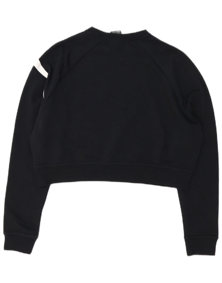 NIKE Womens Oversized Crop Graphic Sweatshirt Jumper UK 10 Small Black