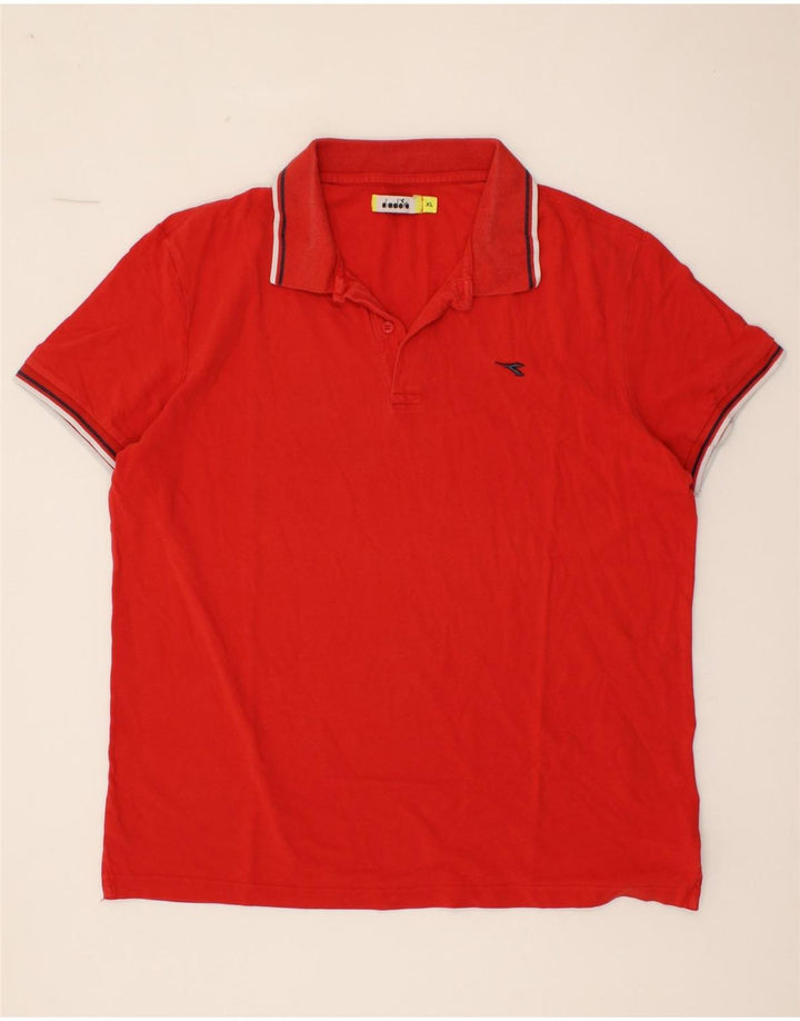DIADORA Mens Polo Shirt XL Red Cotton Vintage Diadora and Second-Hand Diadora from Messina Hembry 