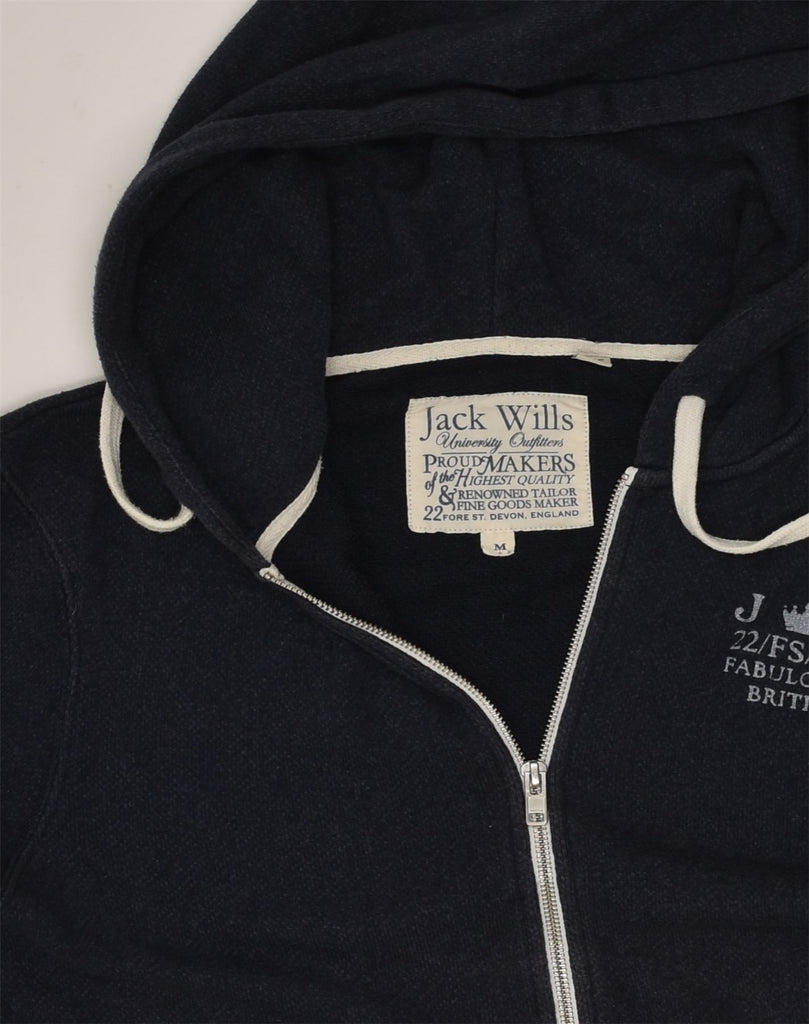 JACK WILLS Mens Zip Hoodie Sweater Medium Navy Blue Cotton | Vintage Jack Wills | Thrift | Second-Hand Jack Wills | Used Clothing | Messina Hembry 