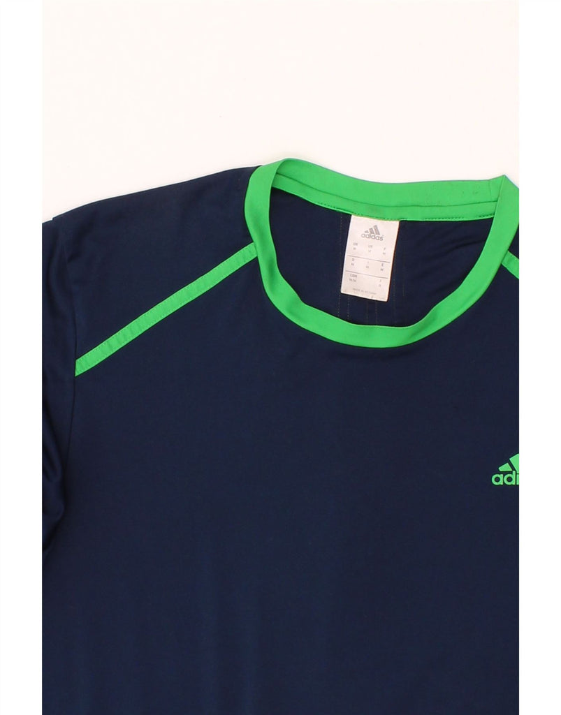 ADIDAS Mens T-Shirt Top Medium Navy Blue Polyester Vintage Adidas and Second-Hand Adidas from Messina Hembry 