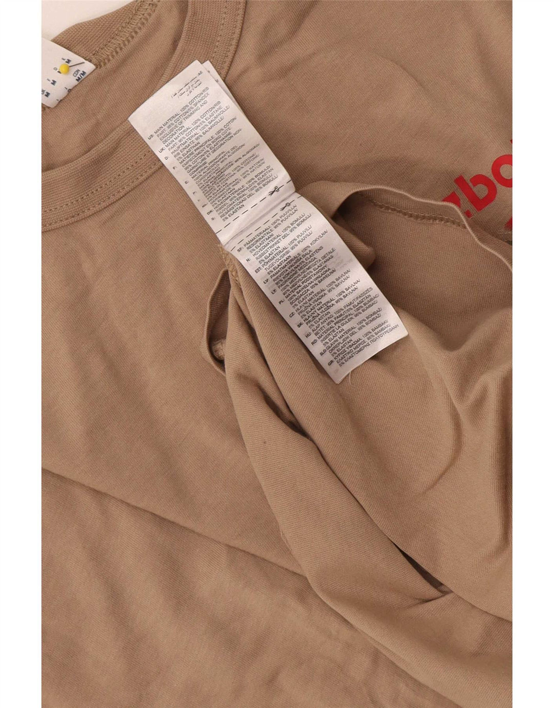 Reebok Mens Graphic T-Shirt Top Medium Beige Cotton