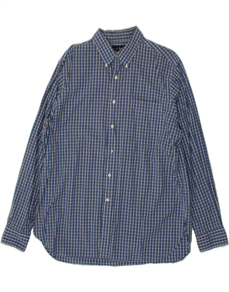 POLO RALPH LAUREN Mens Stretch Poplin Shirt XL Blue Check Cotton | Vintage Polo Ralph Lauren | Thrift | Second-Hand Polo Ralph Lauren | Used Clothing | Messina Hembry 