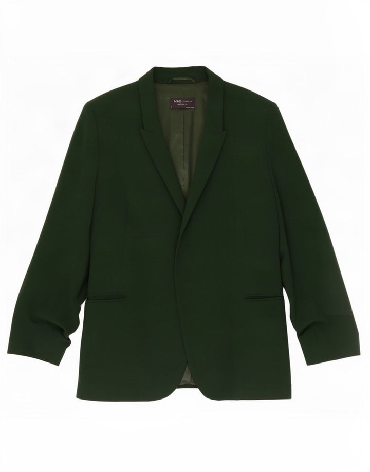 Marks & Spencer Womens 3/4 Sleeve Open Blazer Jacket UK 12 Medium Green