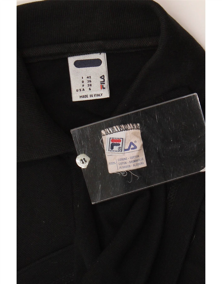 Fila Womens Sleeveless Polo Shirt IT 42 Medium Black Cotton
