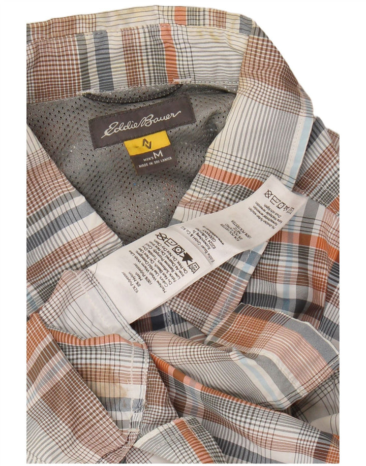 EDDIE BAUER Mens Short Sleeve Shirt Medium Multicoloured Check Polyester