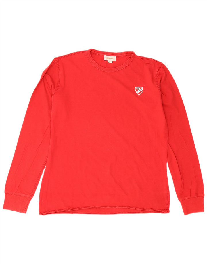 Diesel Mens Top Long Sleeve Small Red Cotton