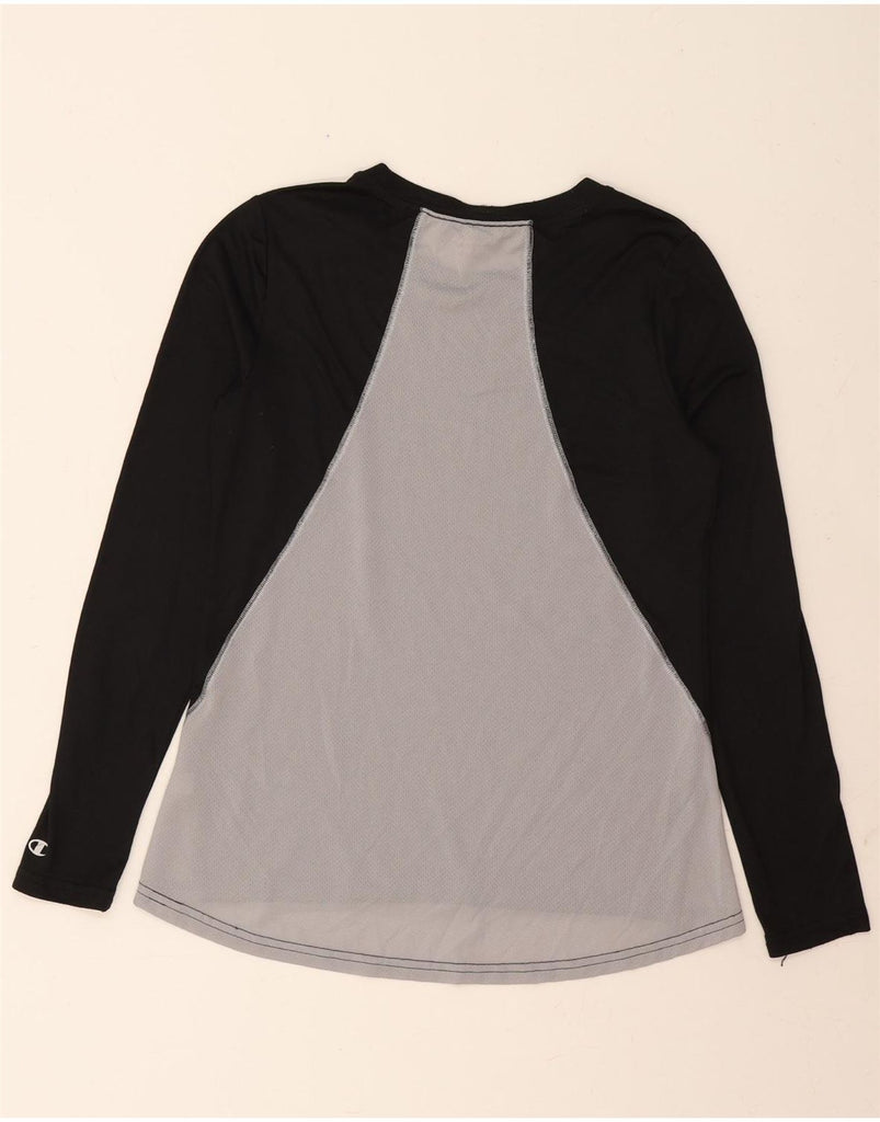 CHAMPION Womens Graphic Top Long Sleeve UK 12 Medium Black Colourblock Vintage Champion and Second-Hand Champion from Messina Hembry 