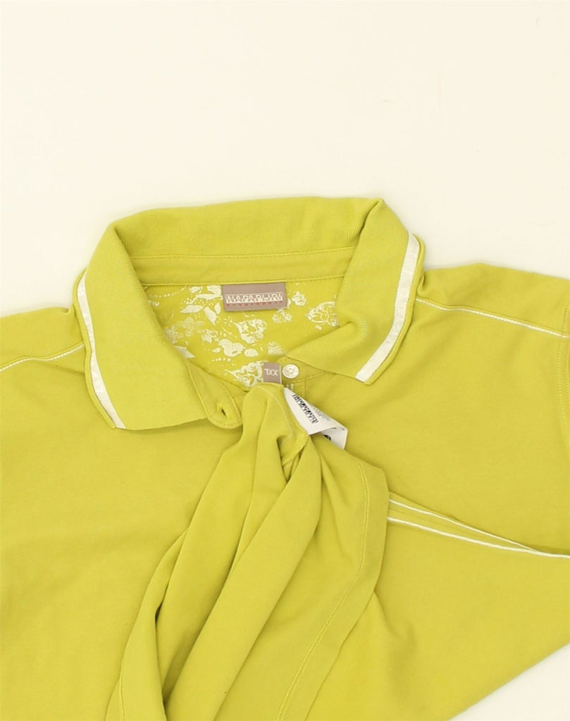 NAPAPIJRI Womens Polo Shirt UK 20 2XL Yellow Cotton | Vintage Napapijri | Thrift | Second-Hand Napapijri | Used Clothing | Messina Hembry 