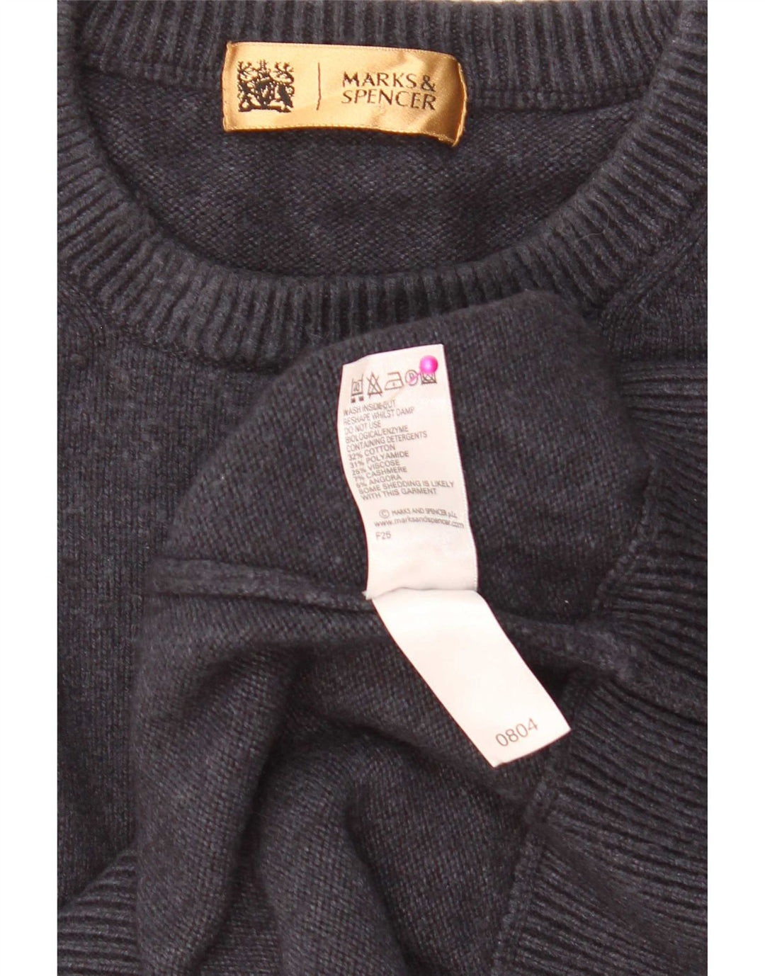 Marks & Spencer Mens Crew Neck Jumper Sweater XL Navy Blue Cotton