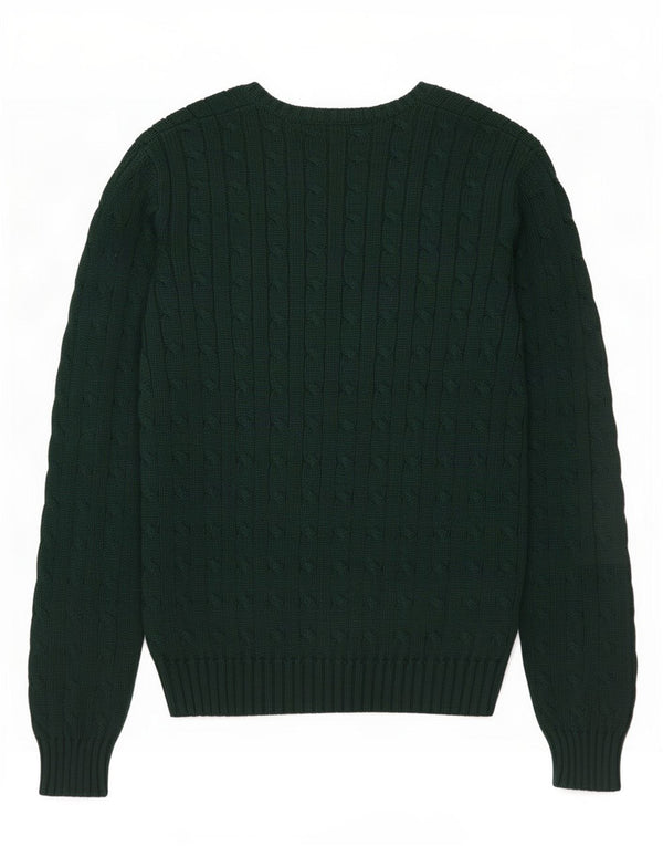 Ralph Lauren Womens V-Neck Jumper Sweater UK 14 Large Green Cotton