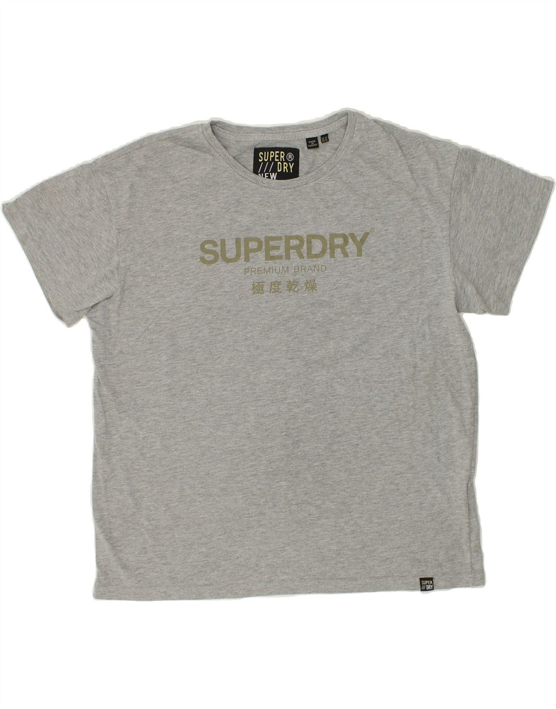 SUPERDRY Womens Graphic T-Shirt Top UK 12 Medium Grey Cotton | Vintage Superdry | Thrift | Second-Hand Superdry | Used Clothing | Messina Hembry 