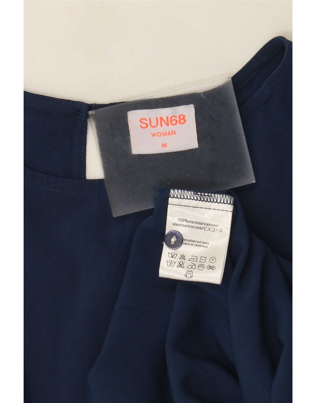 Sun68 Womens Blouse Top UK 14 Medium Navy Blue Viscose