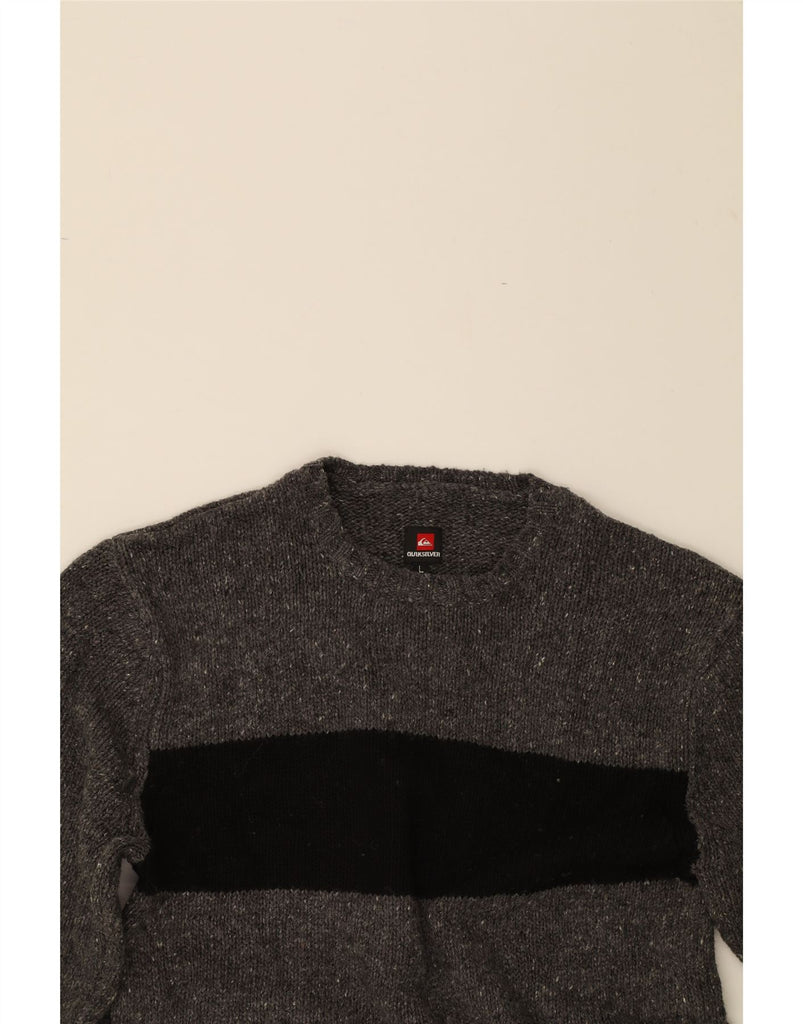 QUIKSILVER Womens Crew Neck Jumper Sweater UK 16 Large Grey Flecked Vintage Quiksilver and Second-Hand Quiksilver from Messina Hembry 