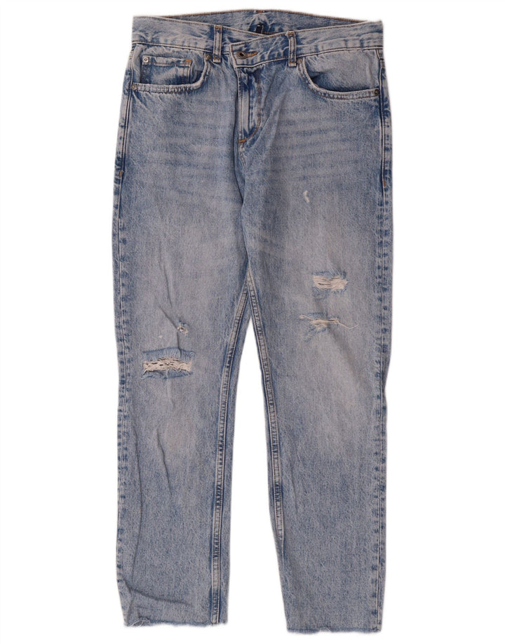 Liu Jo Womens Distressed Cropped Jeans W27 L27 Blue Cotton