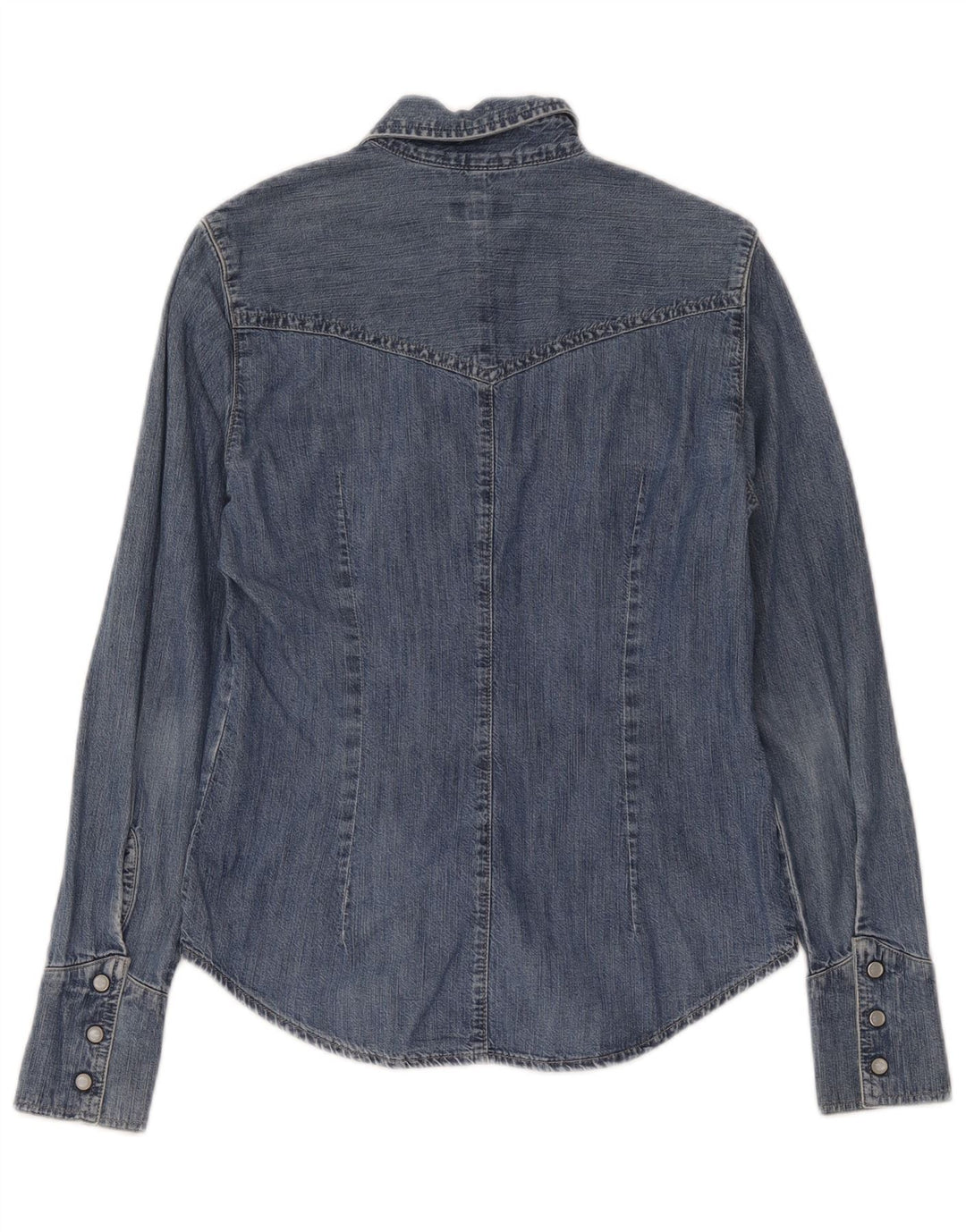 Carrera Womens Denim Shirt UK 12 Medium Blue Cotton