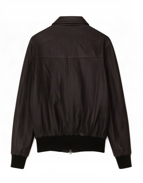 Vintage Womens Leather Jacket IT 48 XL Black