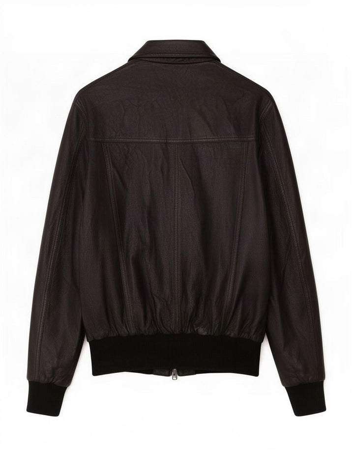 Vintage Womens Leather Jacket IT 48 XL Black