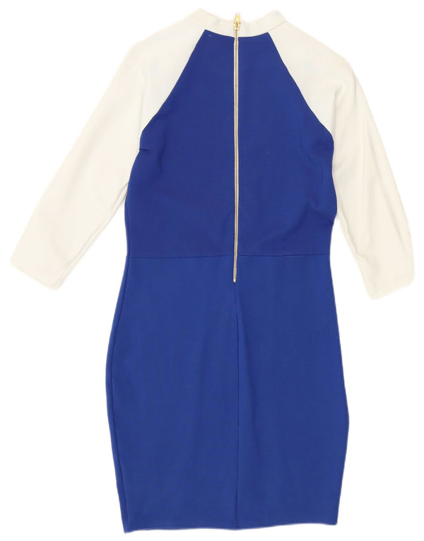 KAREN MILLEN Womens Bodycon Dress UK 12 Medium Blue Colourblock Modern