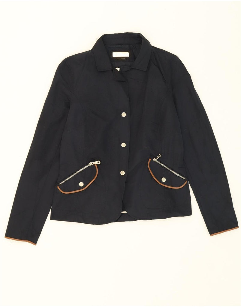 MASSIMO DUTTI Womens Bomber Jacket UK 12 Medium Navy Blue Cotton Vintage Massimo Dutti and Second-Hand Massimo Dutti from Messina Hembry 