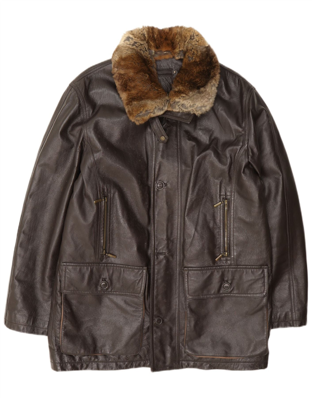 Zugaroni Mens Magione Leather Jacket IT 52 XL Brown