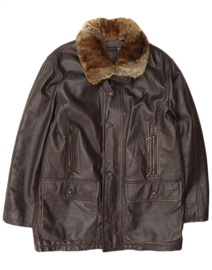 Zugaroni Mens Magione Leather Jacket IT 52 XL Brown