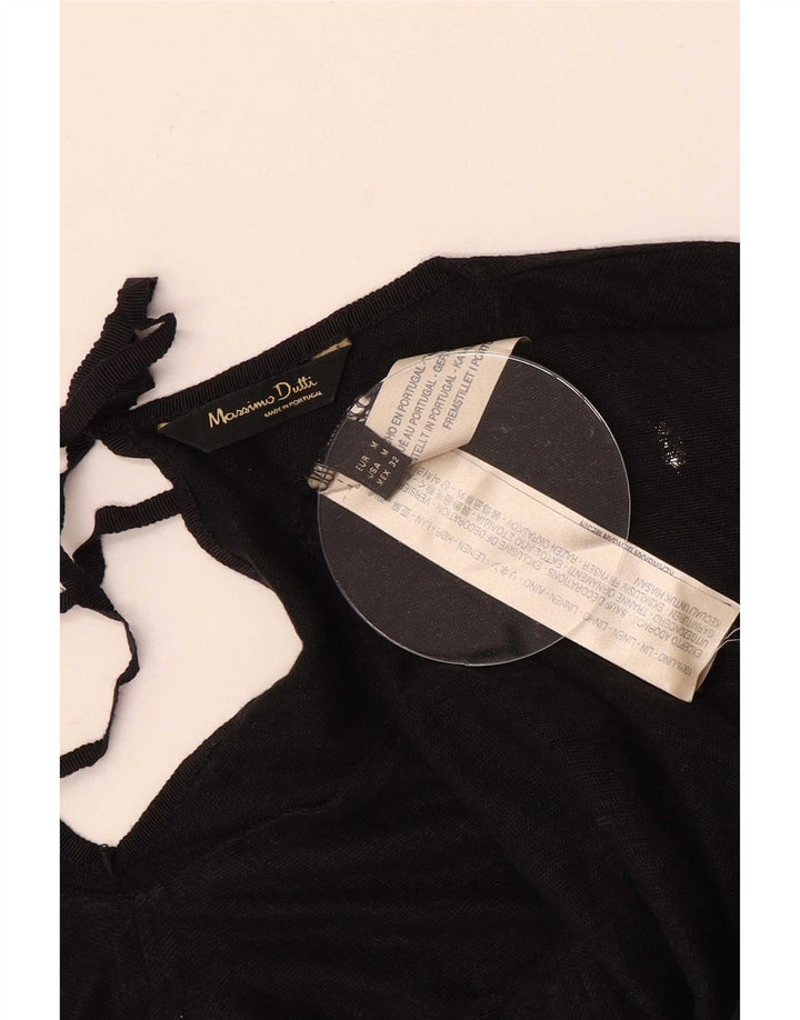 Massimo Dutti Womens Top Long Sleeve UK 14 Medium Black Linen