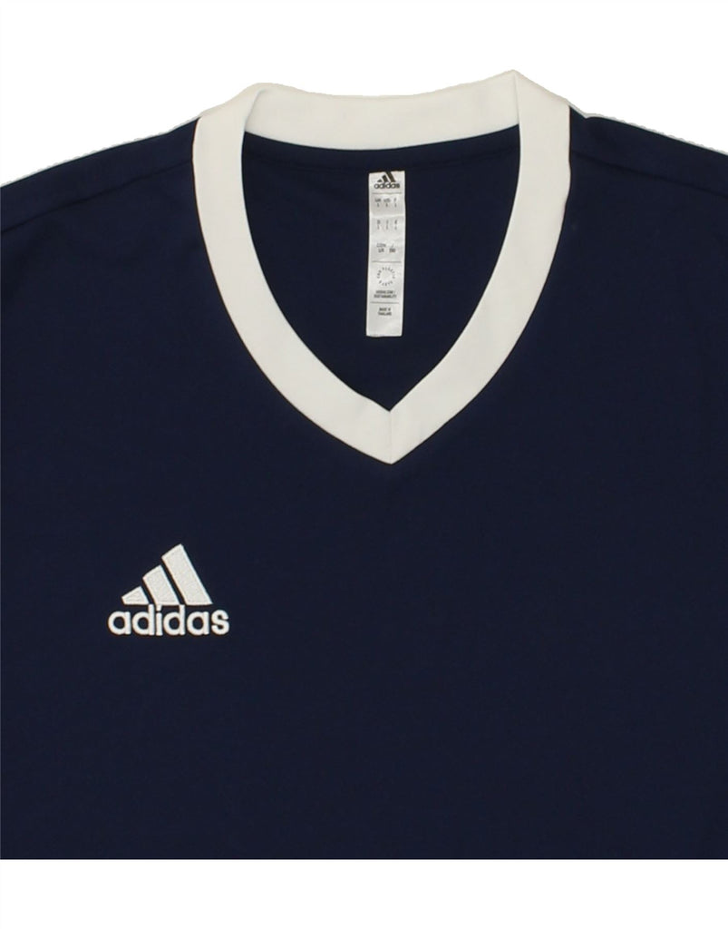 ADIDAS Mens T-Shirt Top Large Navy Blue Polyester | Vintage Adidas | Thrift | Second-Hand Adidas | Used Clothing | Messina Hembry 