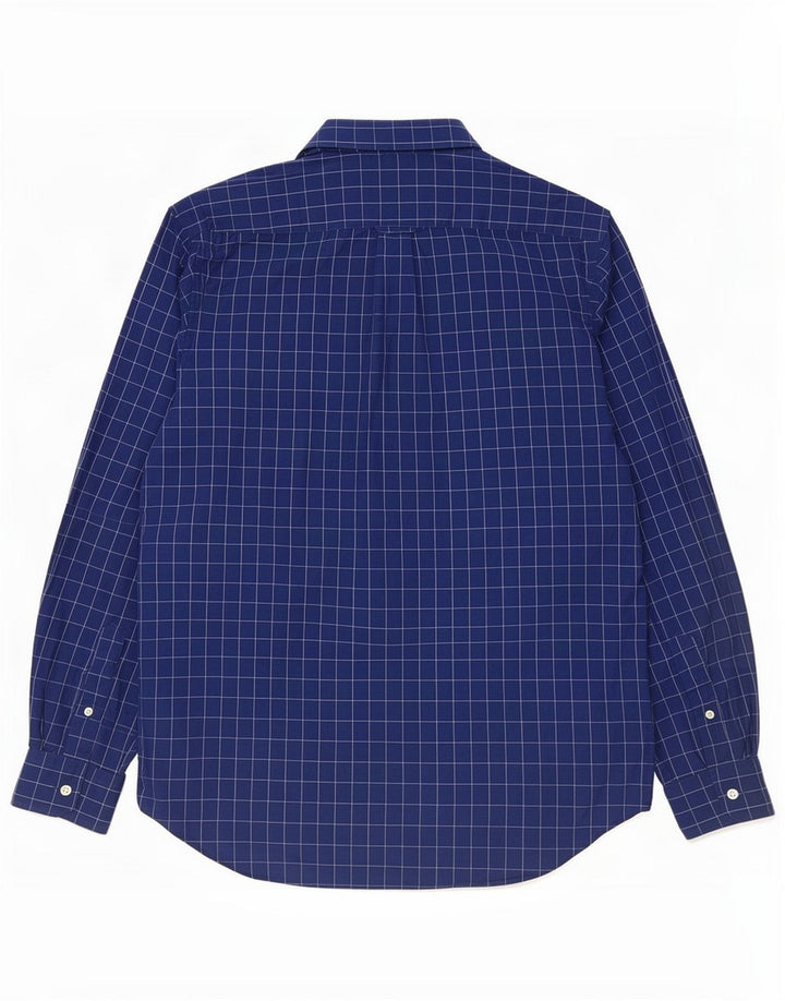 Nautica Mens Shirt Large Navy Blue Check Cotton