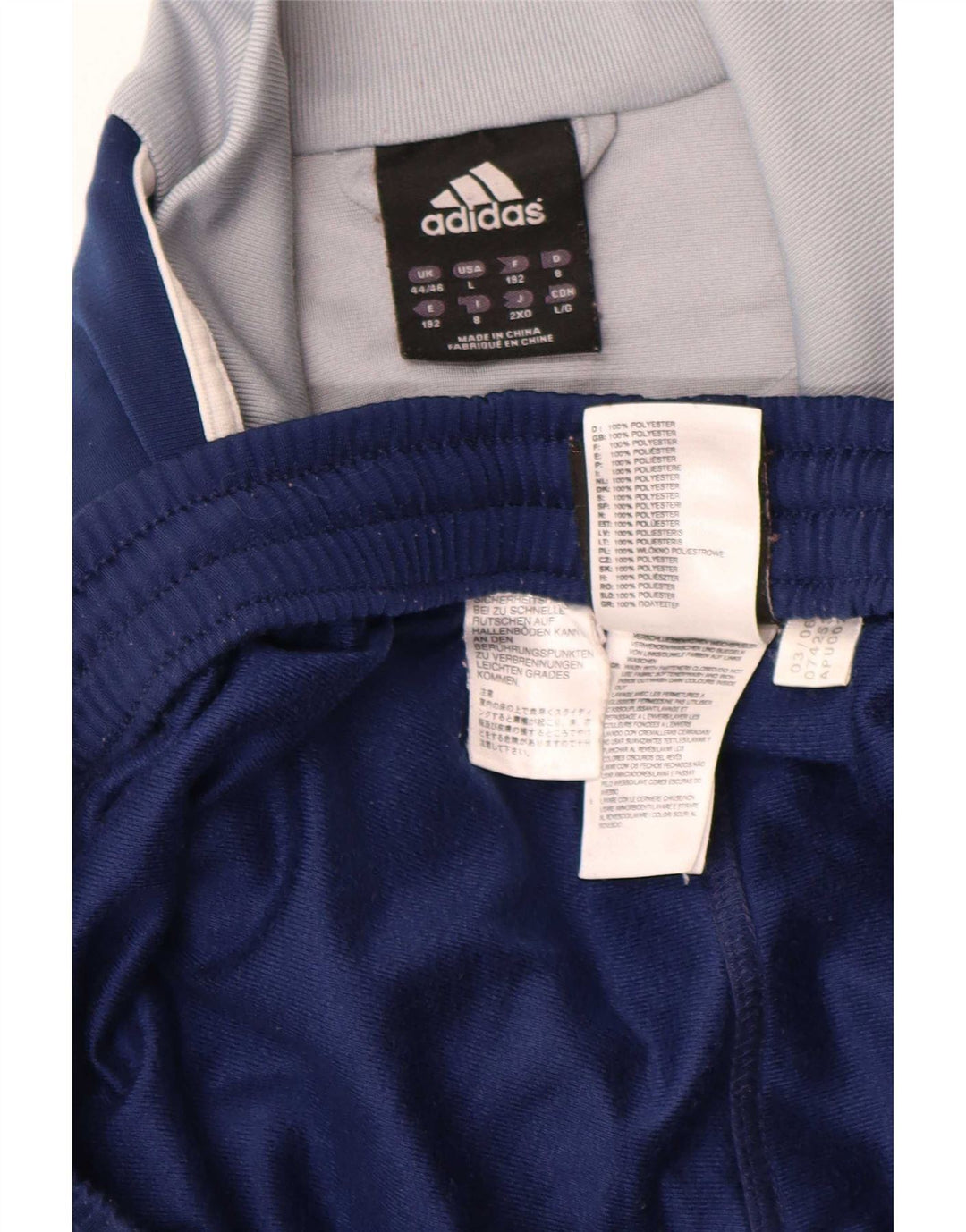 Adidas Mens Full Tracksuit UK 44/46 Large Navy Blue Colourblock Polyester