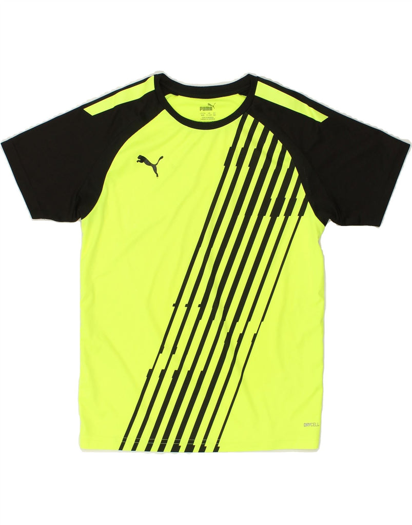PUMA Boys Graphic T-Shirt Top 11-12 Years Yellow Colourblock | Vintage Puma | Thrift | Second-Hand Puma | Used Clothing | Messina Hembry 