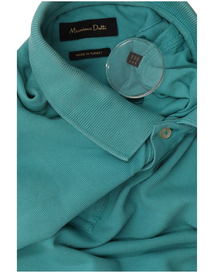 Massimo Dutti Mens Polo Shirt Medium Blue