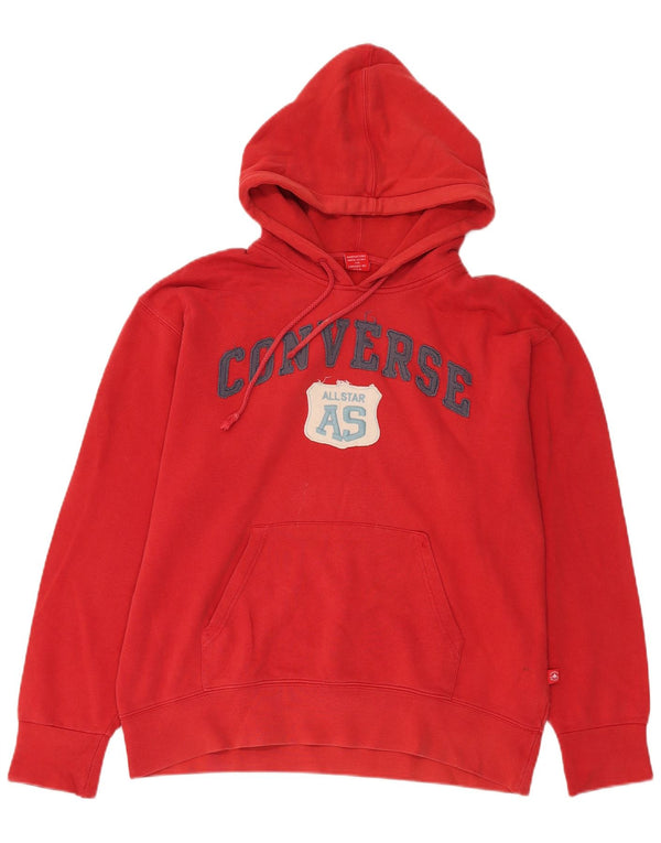 Converse Mens Graphic Hoodie Jumper Large Red Cotton