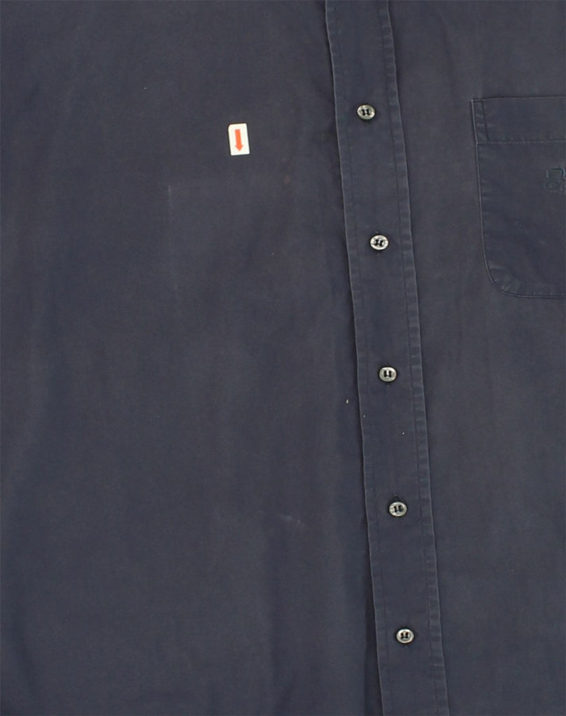 FERRE Mens Shirt IT 50 Medium Navy Blue Cotton | Vintage Ferre | Thrift | Second-Hand Ferre | Used Clothing | Messina Hembry 