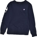 CHAMPION Womens Graphic Sweatshirt Jumper UK 12 Medium Navy Blue Cotton | Vintage Champion | Thrift | Second-Hand Champion | Used Clothing | Messina Hembry 