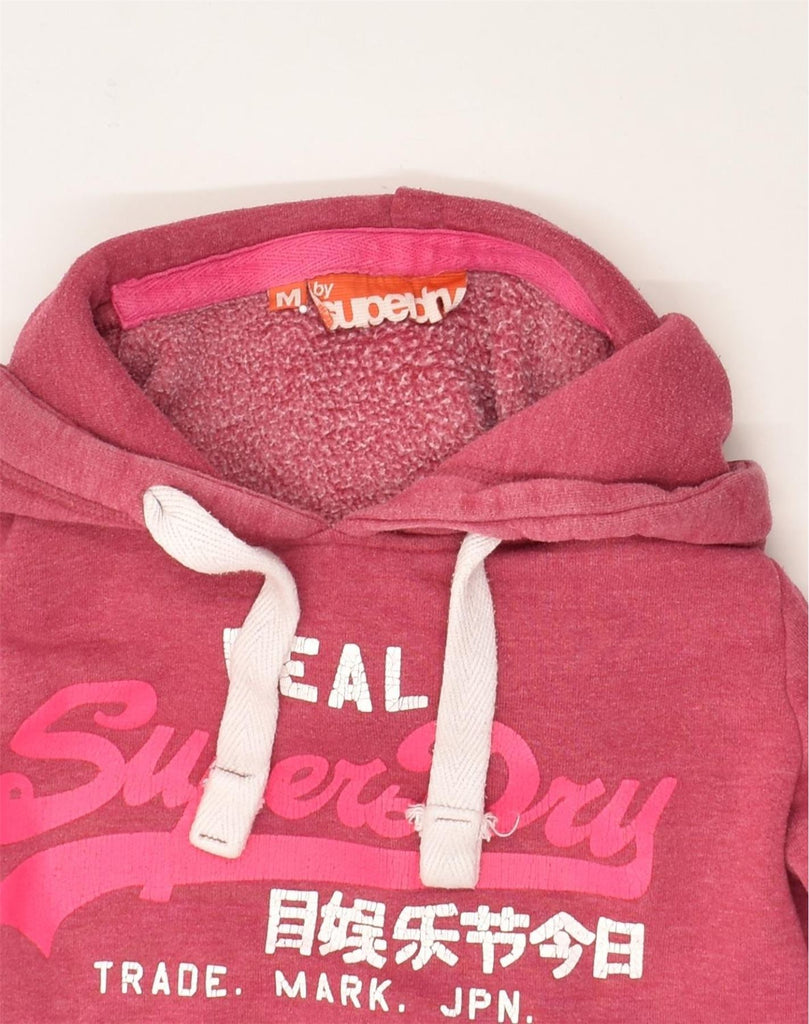 SUPERDRY Womens Graphic Hoodie Jumper UK 14 Medium Pink Cotton | Vintage Superdry | Thrift | Second-Hand Superdry | Used Clothing | Messina Hembry 