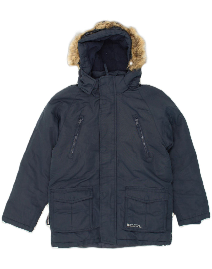 MOUNTAIN WAREHOUSE Boys Hooded Parka Jacket 9-10 Years Navy Blue Polyester | Vintage Mountain Warehouse | Thrift | Second-Hand Mountain Warehouse | Used Clothing | Messina Hembry 