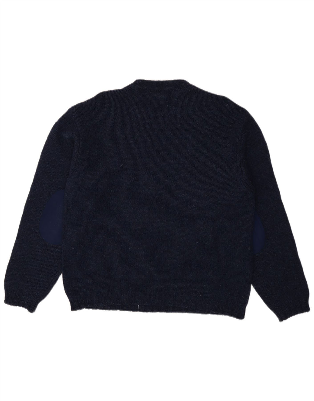 Benetton Mens Crew Neck Jumper Sweater Large Navy Blue Argyle/Diamond