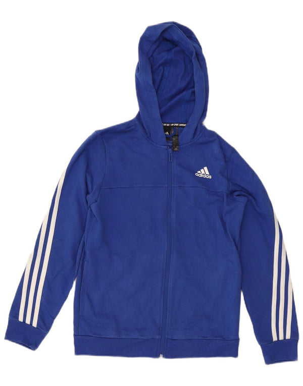 Adidas Boys Zip Hoodie Sweater 11-12 Years Blue Cotton