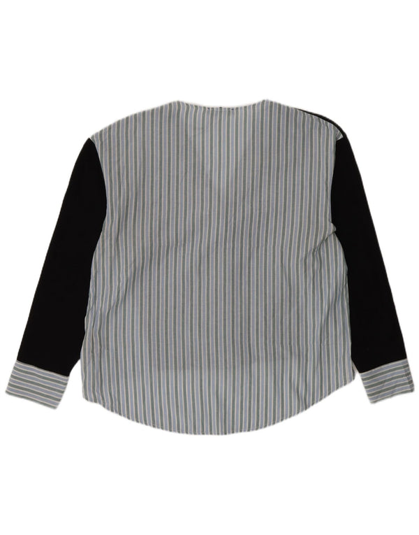Zara Womens Shirt Blouse UK 14 Medium Black Striped Cotton
