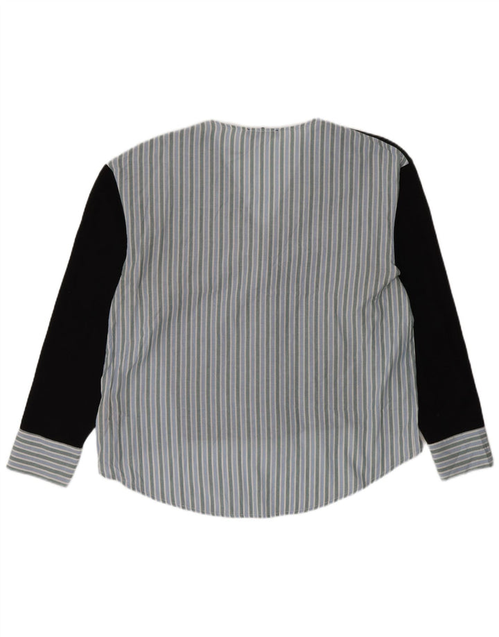 Zara Womens Shirt Blouse UK 14 Medium Black Striped Cotton